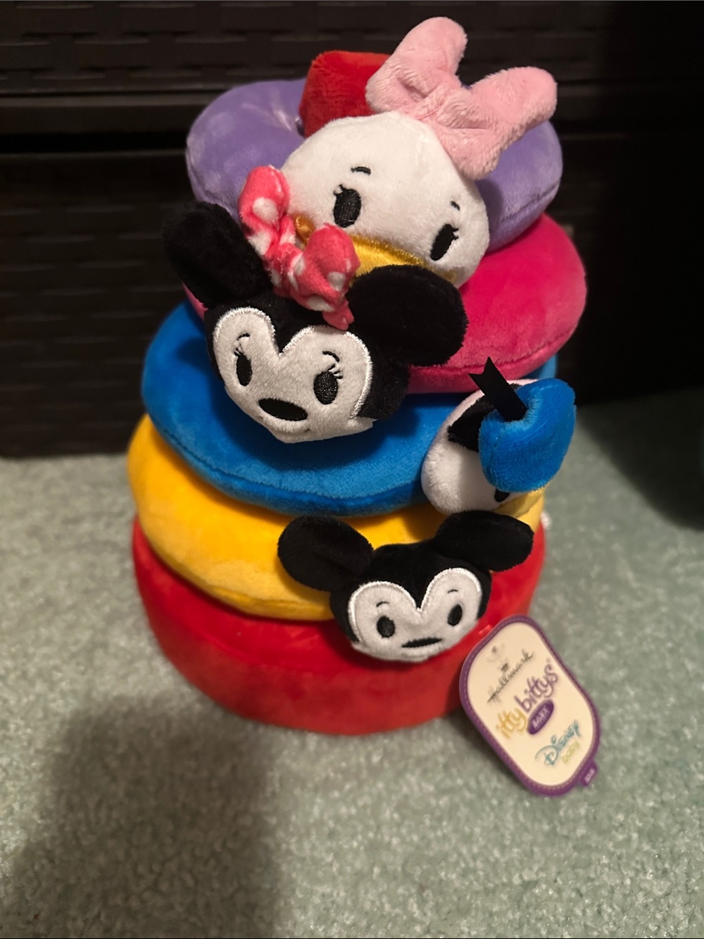 Disney Plush Stackable Ring Toy - Red, Yellow, Blue, Pink, Purple, White, Black